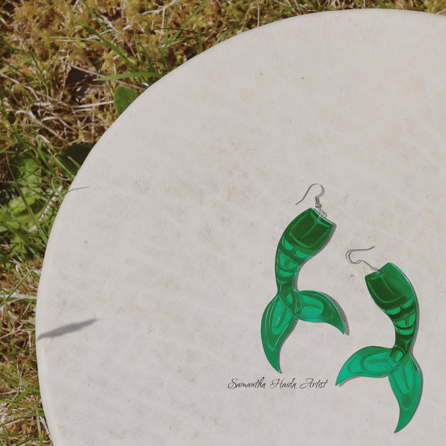 Green Mermaid Tale Mirrored Earrings